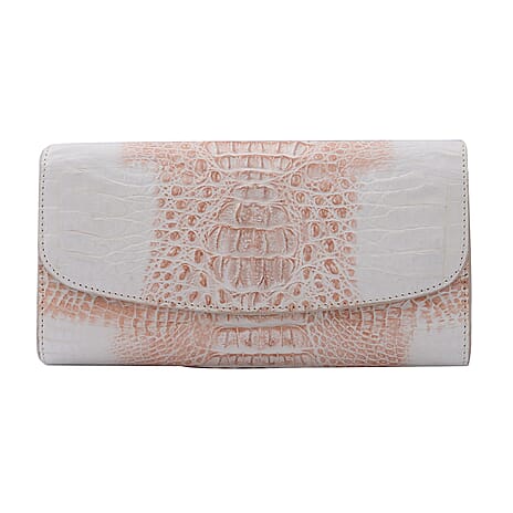 RIVER 100% Genuine Crocodile Leather Wallet with Magnetic Lock(19x10x3Cm) - Natural Brown