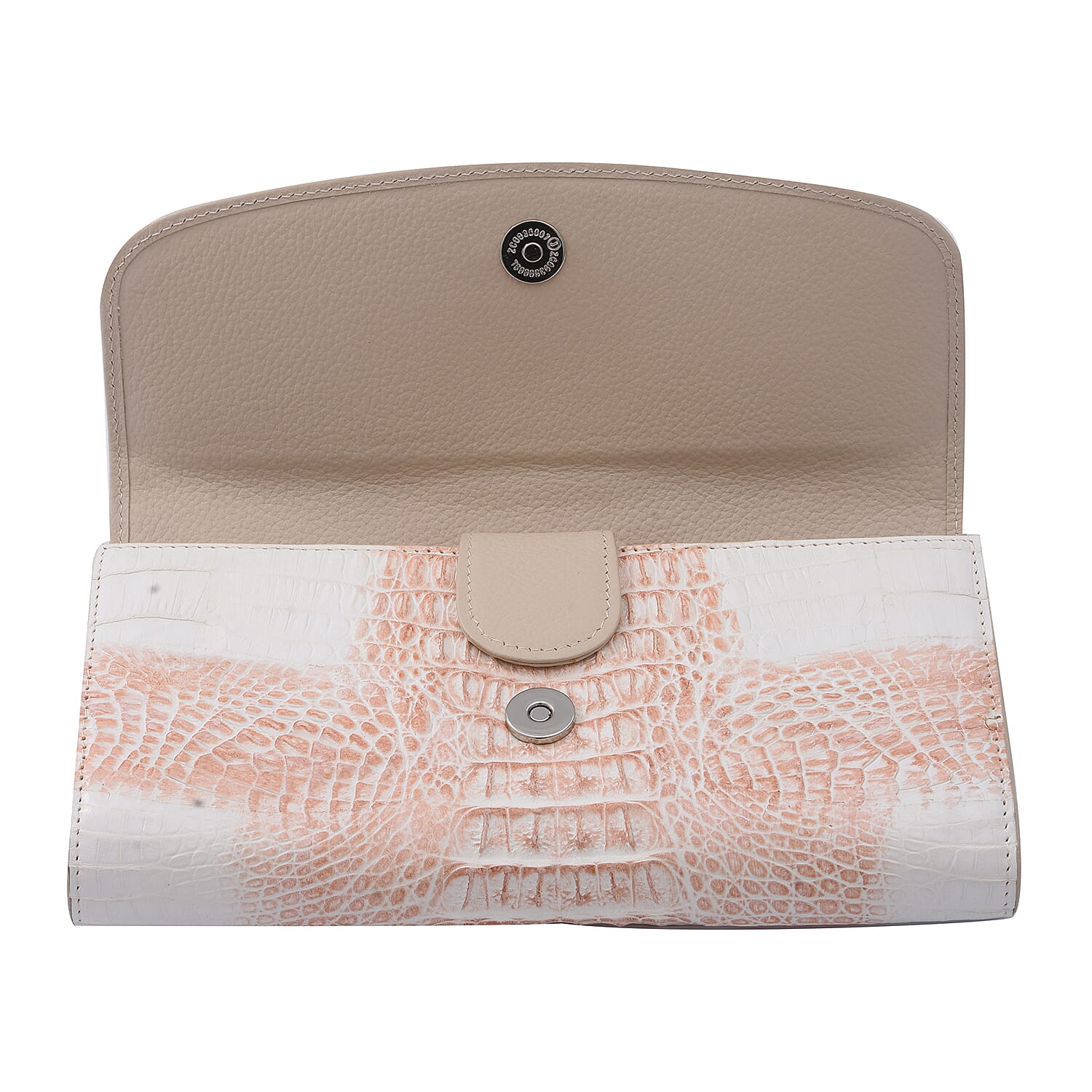 RIVER 100% Genuine Crocodile Leather Wallet with Magnetic Lock(19x10x3Cm) - Natural Brown