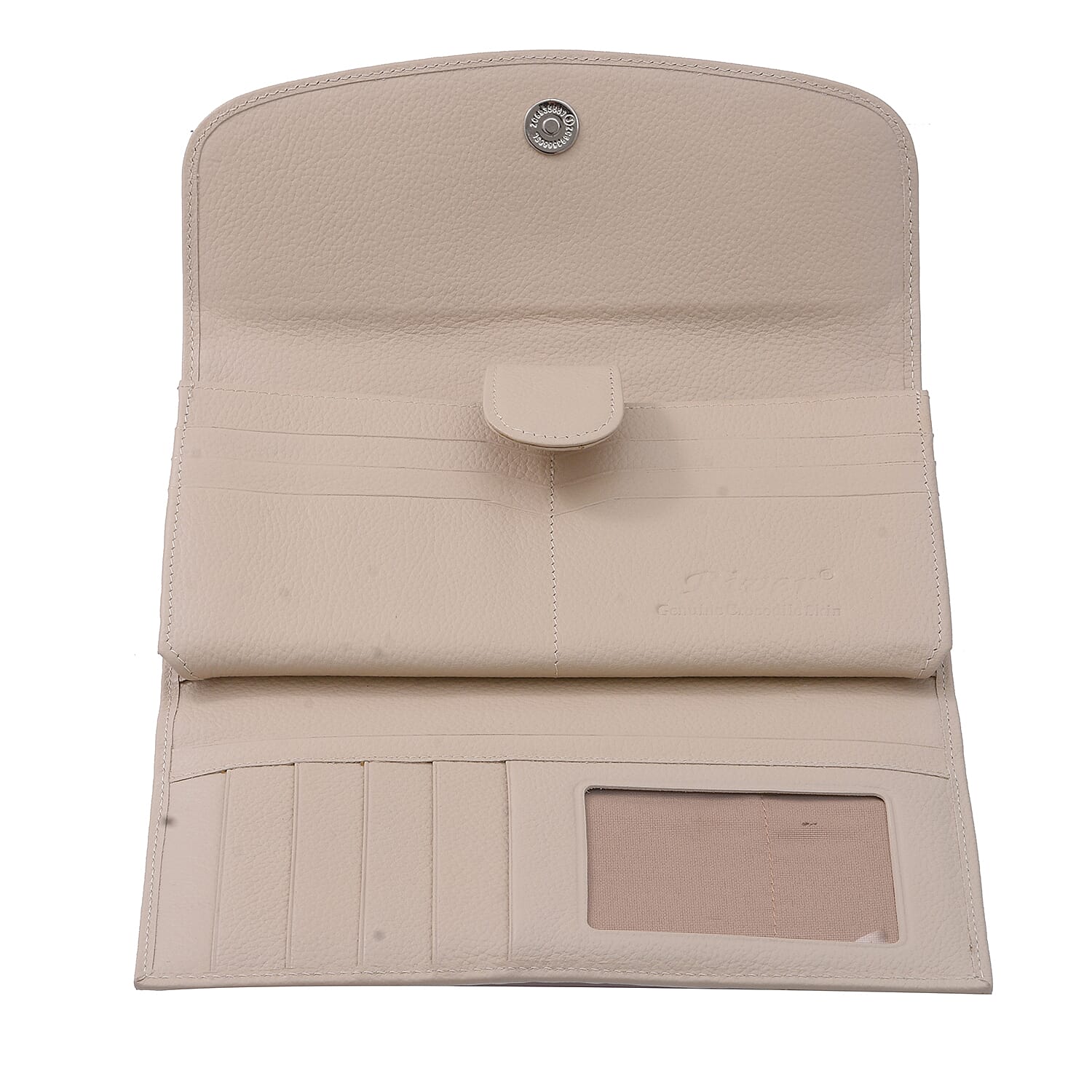 RIVER 100% Genuine Crocodile Leather Wallet with Magnetic Lock(19x10x3Cm) - Natural Brown