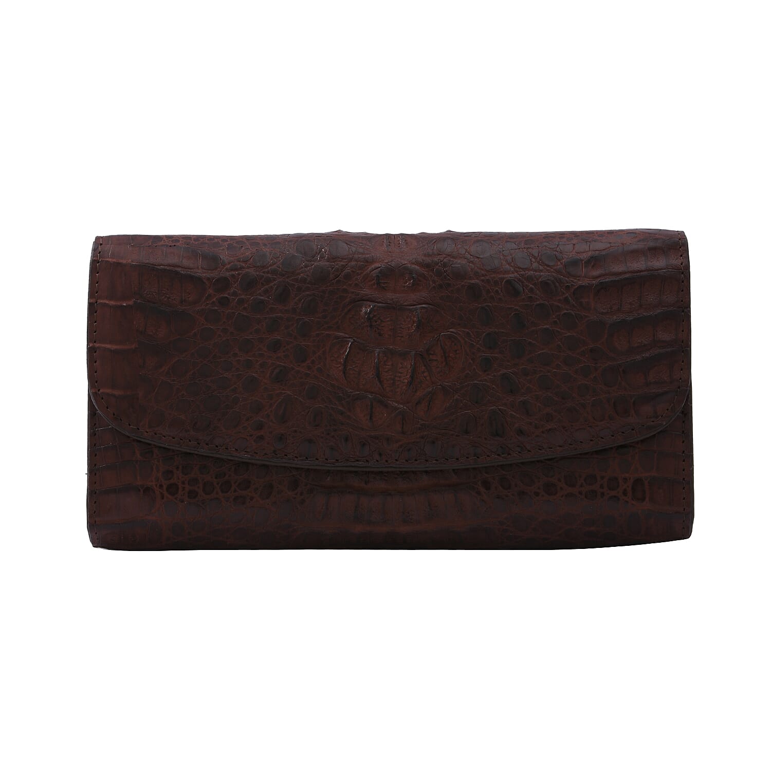 RIVER 100% Genuine Crocodile Leather Wallet with Magnetic Lock(19x10x3Cm) - Brown