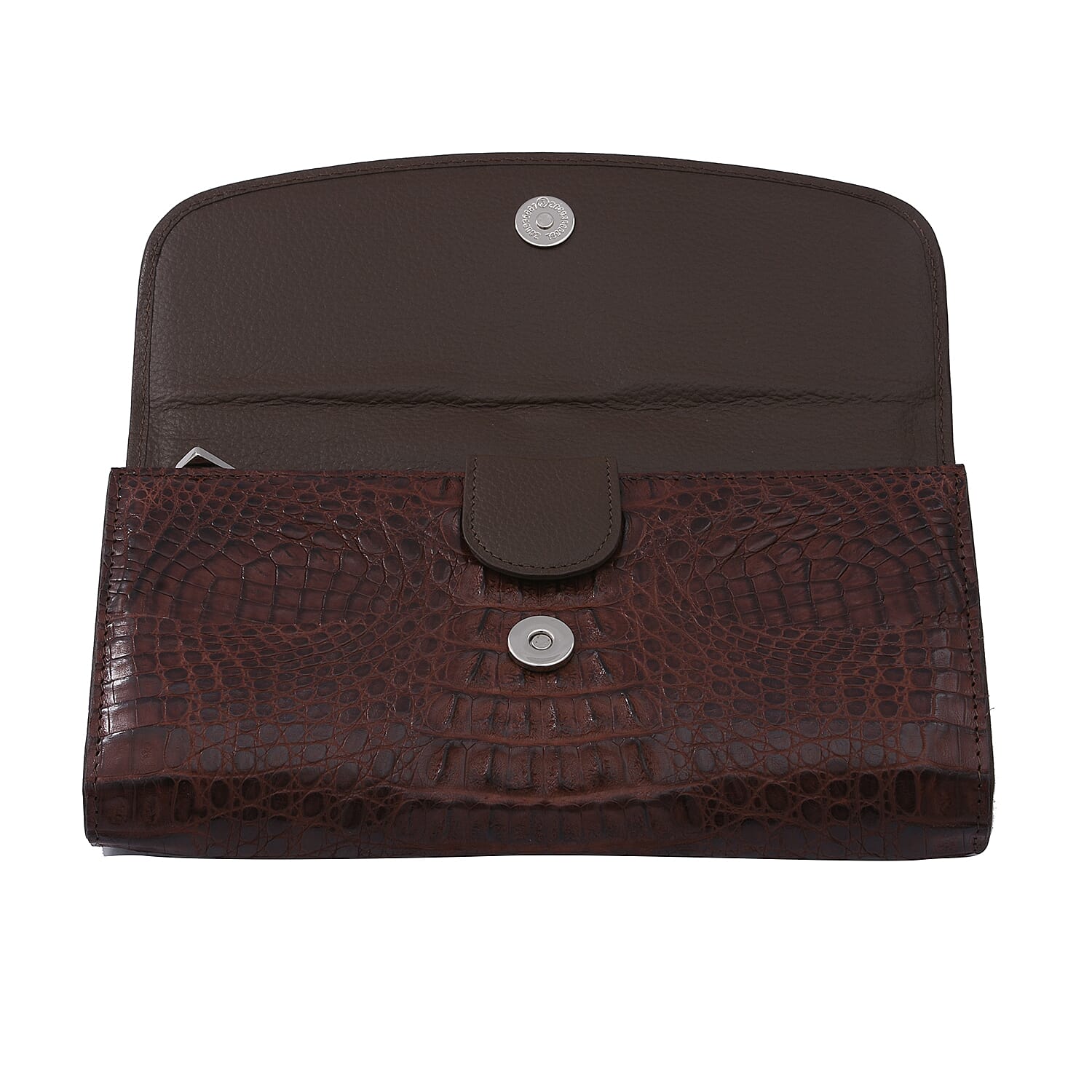 RIVER 100% Genuine Crocodile Leather Wallet with Magnetic Lock(19x10x3Cm) - Brown