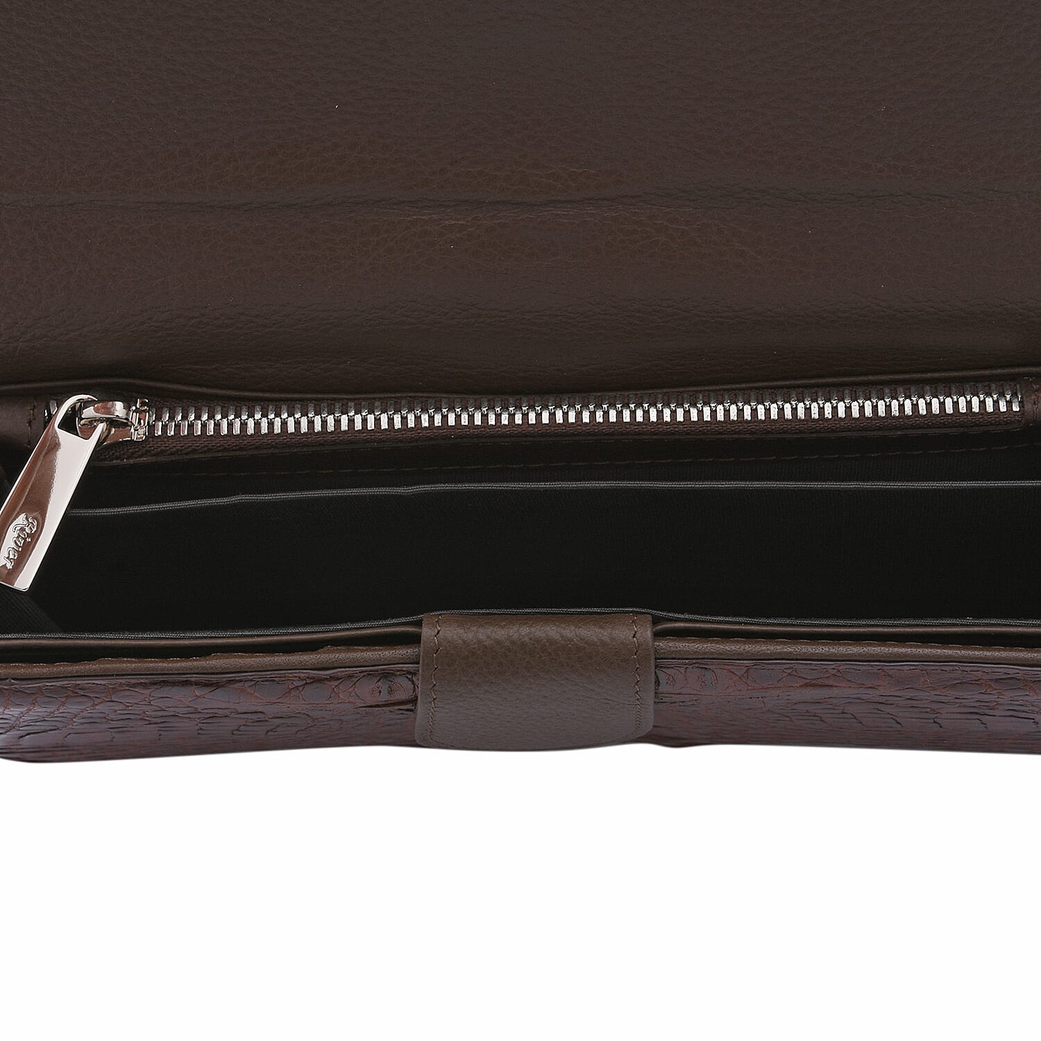 RIVER 100% Genuine Crocodile Leather Wallet with Magnetic Lock(19x10x3Cm) - Brown