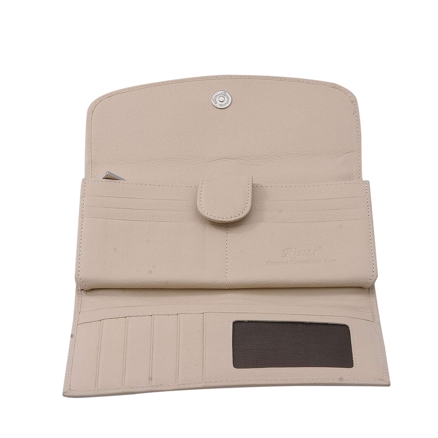 RIVER 100% Genuine Crocodile Leather Wallet with Magnetic Lock(19x10x3Cm) - Natural Purple