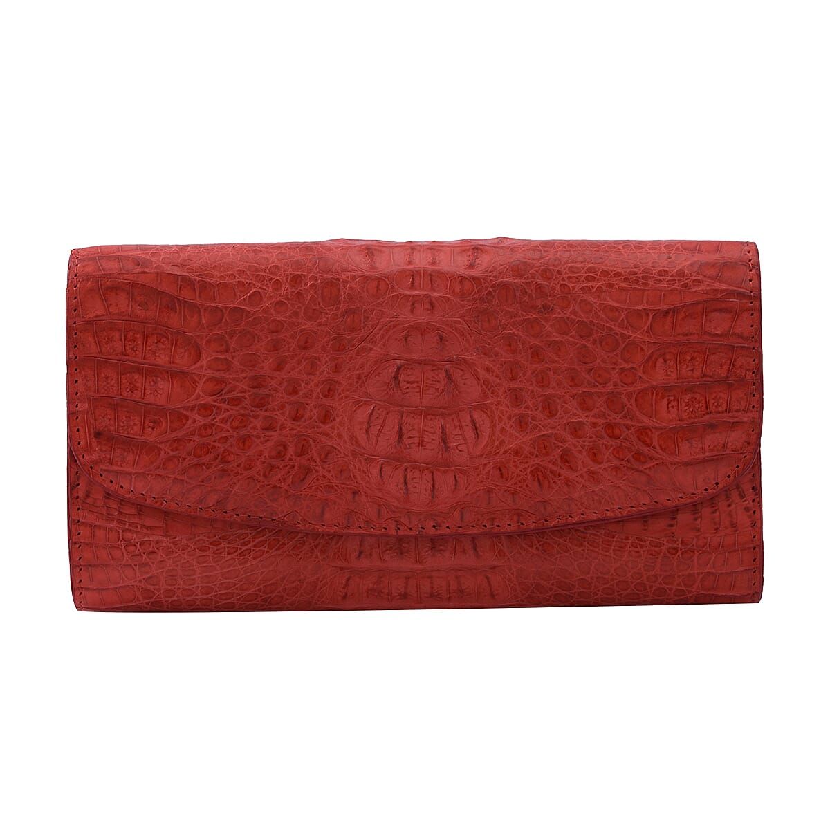 RIVER 100% Genuine Crocodile Leather Wallet with Magnetic Lock(19x10x3Cm) - Red