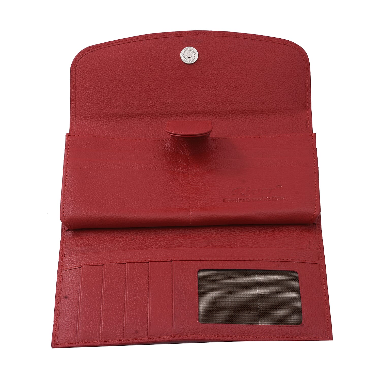 RIVER 100% Genuine Crocodile Leather Wallet with Magnetic Lock(19x10x3Cm) - Red