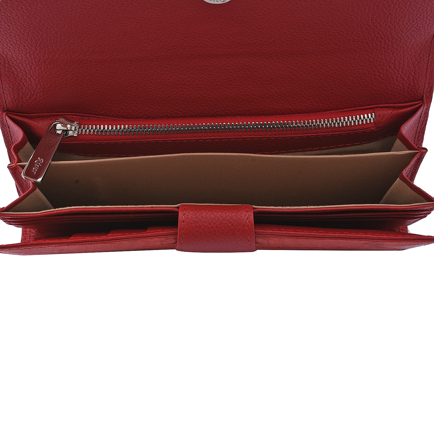 RIVER 100% Genuine Crocodile Leather Wallet with Magnetic Lock(19x10x3Cm) - Red