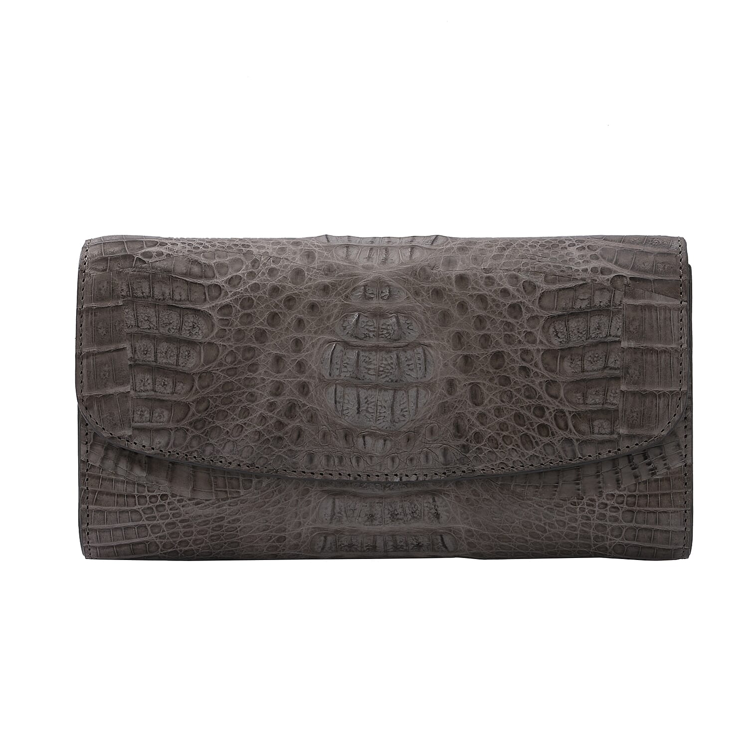 RIVER 100% Genuine Crocodile Leather Wallet with Magnetic Lock(19x10x3Cm) - Taupe Green