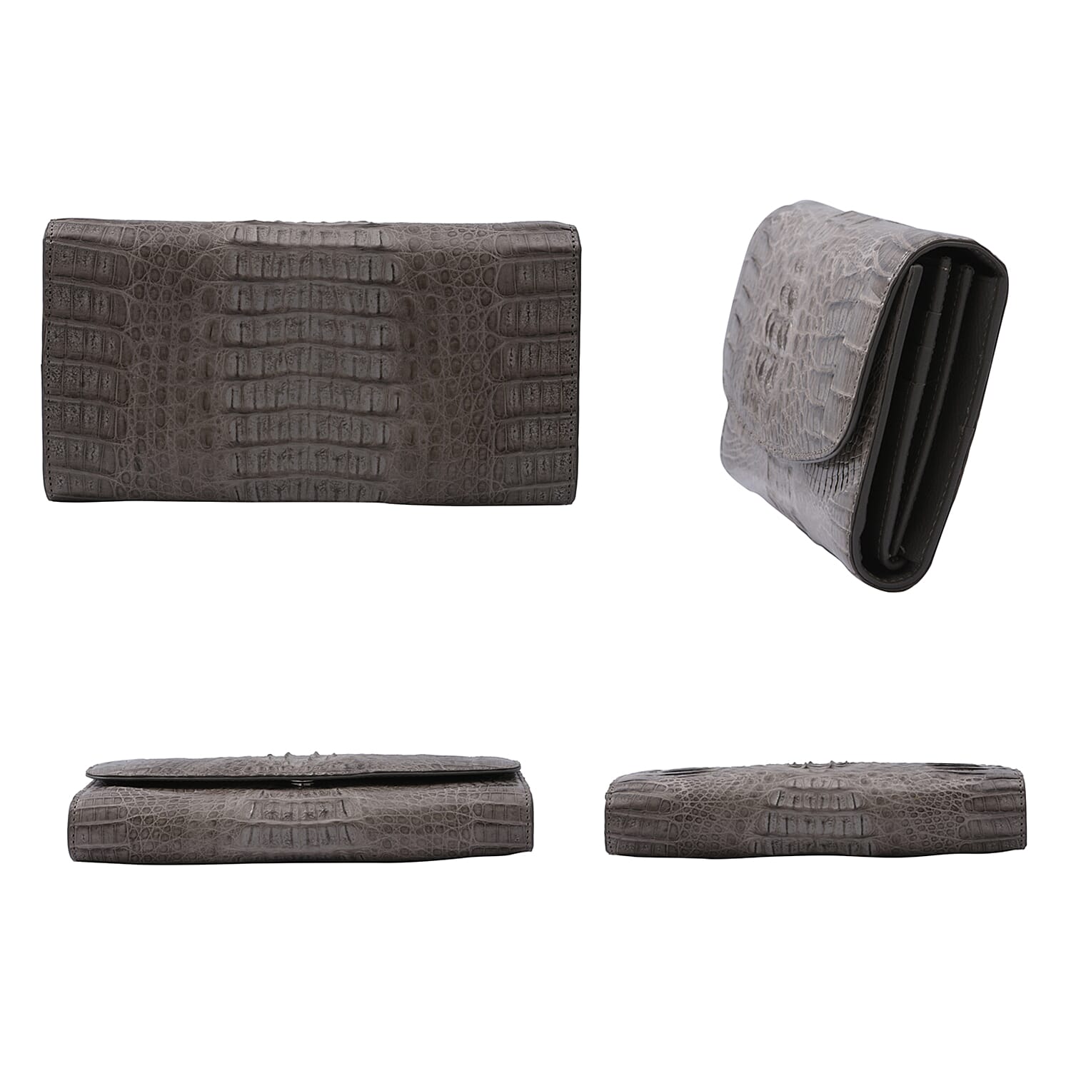 RIVER 100% Genuine Crocodile Leather Wallet with Magnetic Lock(19x10x3Cm) - Taupe Green