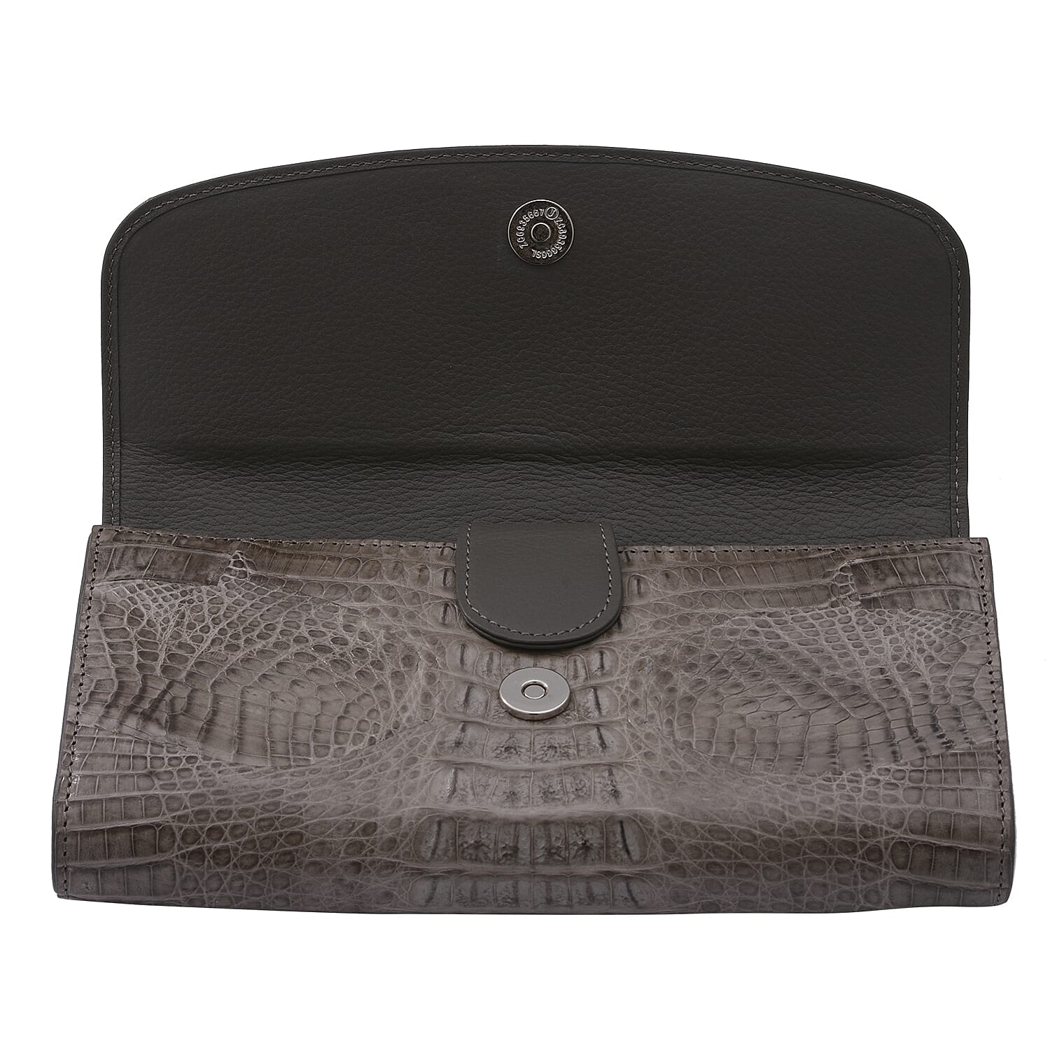 RIVER 100% Genuine Crocodile Leather Wallet with Magnetic Lock(19x10x3Cm) - Taupe Green