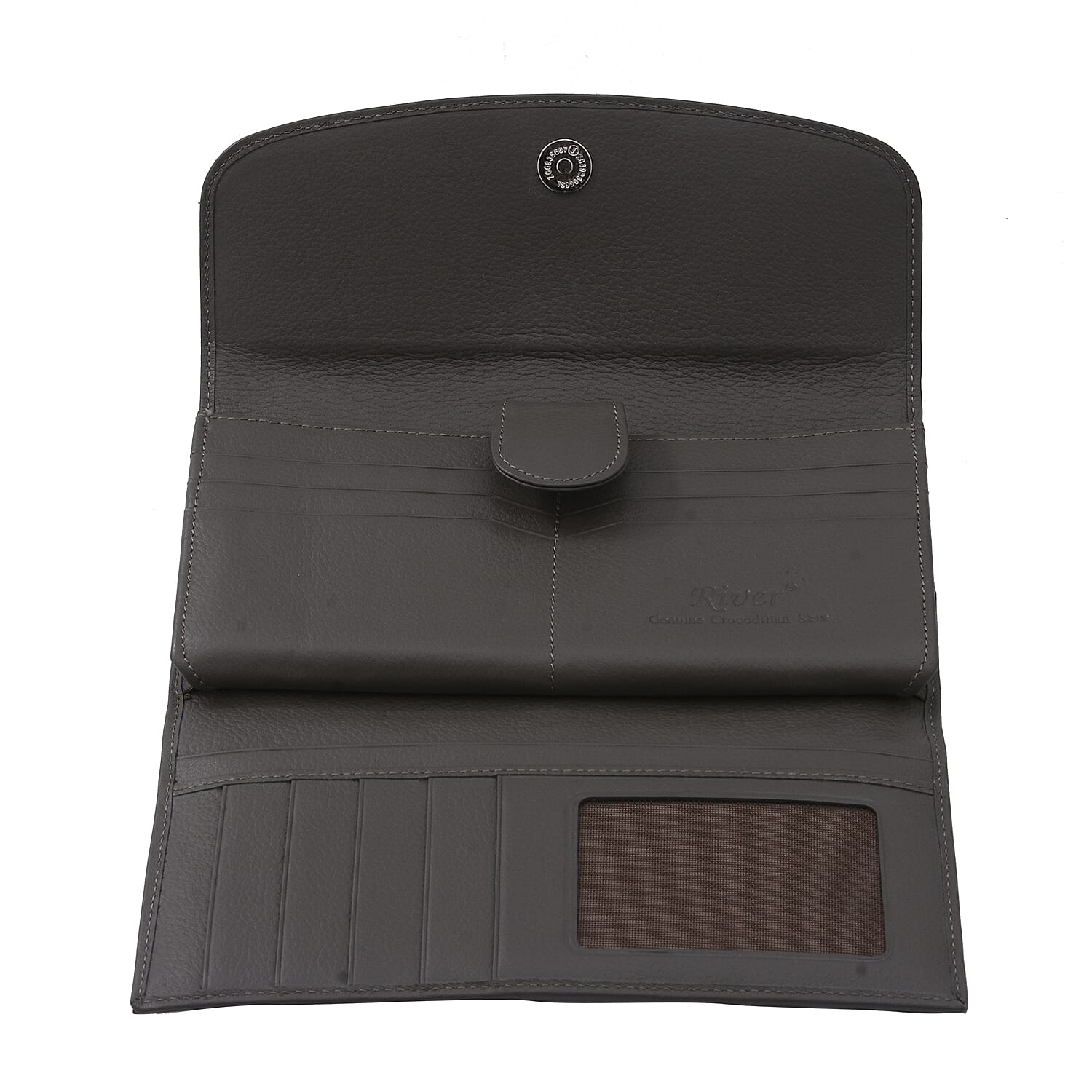 RIVER 100% Genuine Crocodile Leather Wallet with Magnetic Lock(19x10x3Cm) - Taupe Green