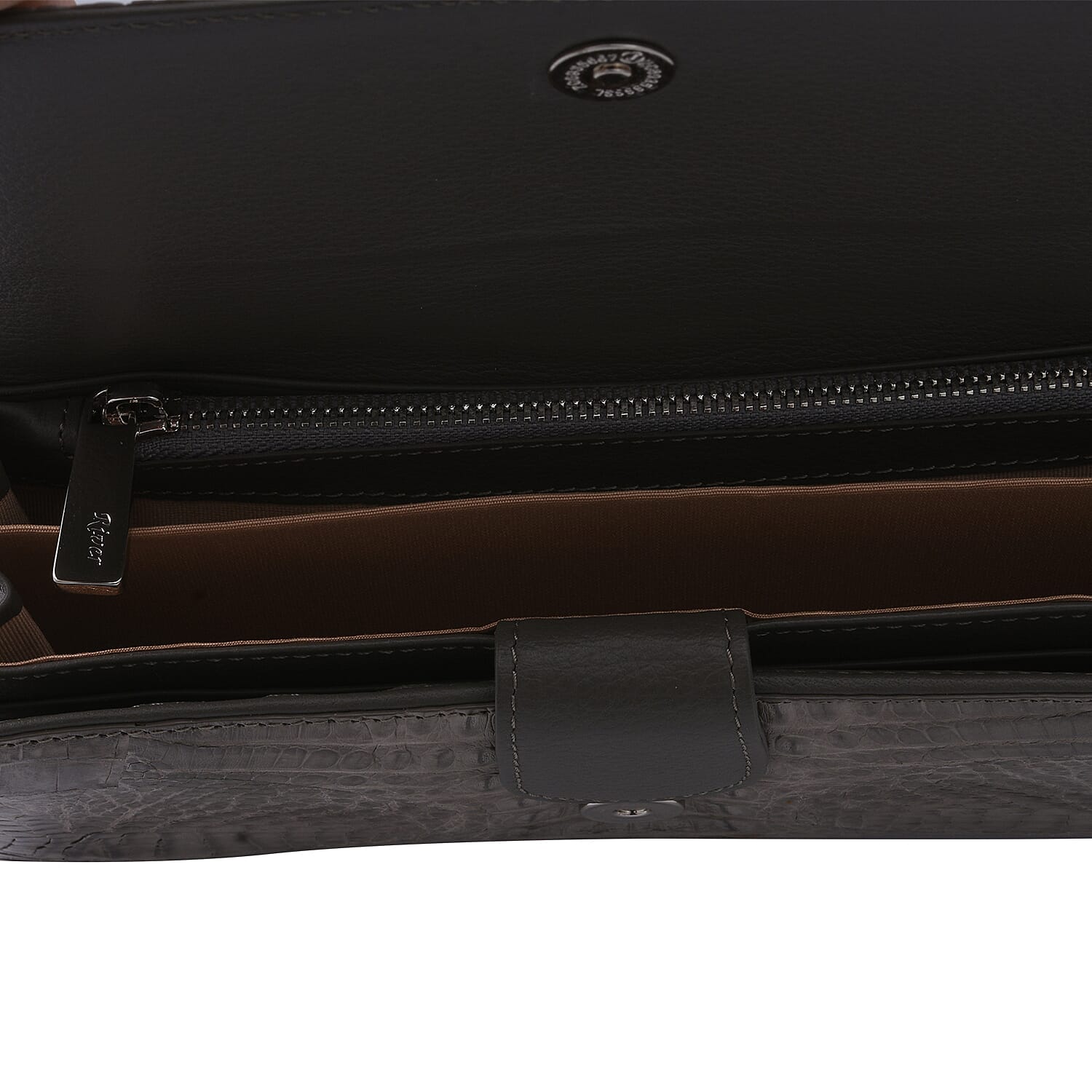 RIVER 100% Genuine Crocodile Leather Wallet with Magnetic Lock(19x10x3Cm) - Taupe Green