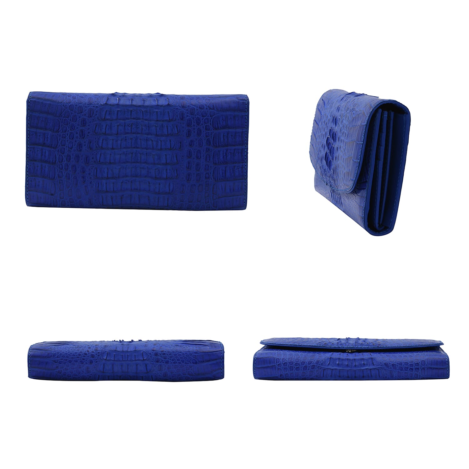 RIVER 100% Genuine Crocodile Leather Wallet with Magnetic Lock(19x10x3Cm) - Royal Blue