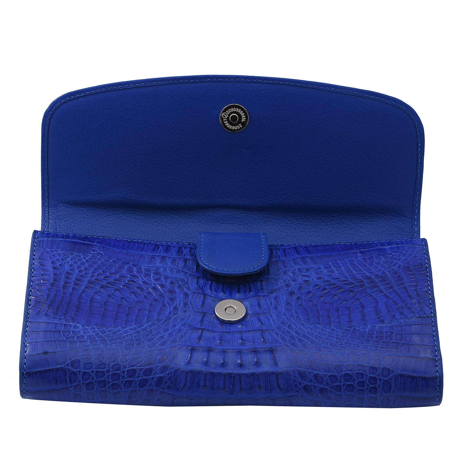 RIVER 100% Genuine Crocodile Leather Wallet with Magnetic Lock(19x10x3Cm) - Royal Blue