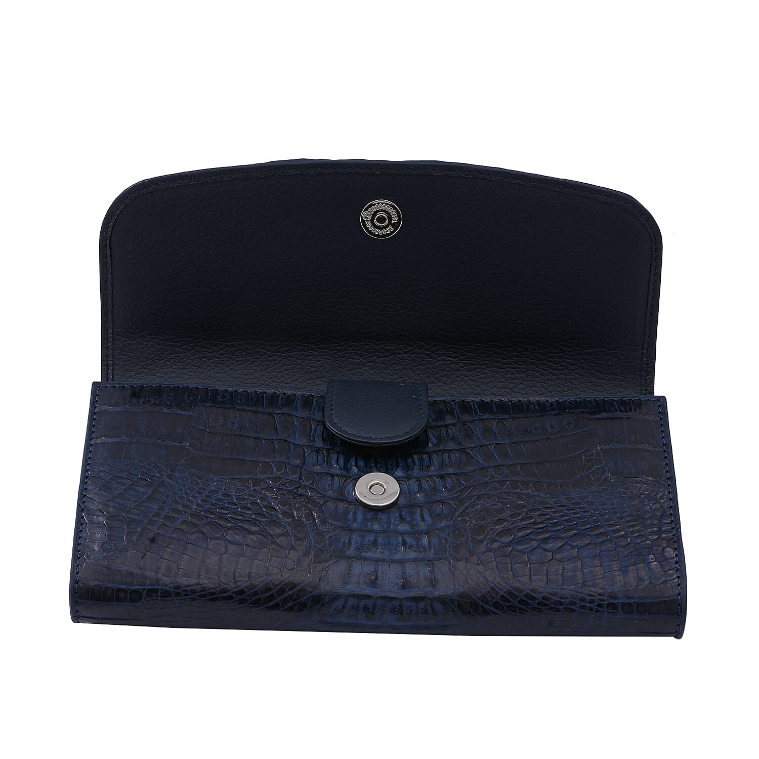 RIVER 100% Genuine Crocodile Leather Wallet with Magnetic Lock(19x10x3Cm) - Navy Blue