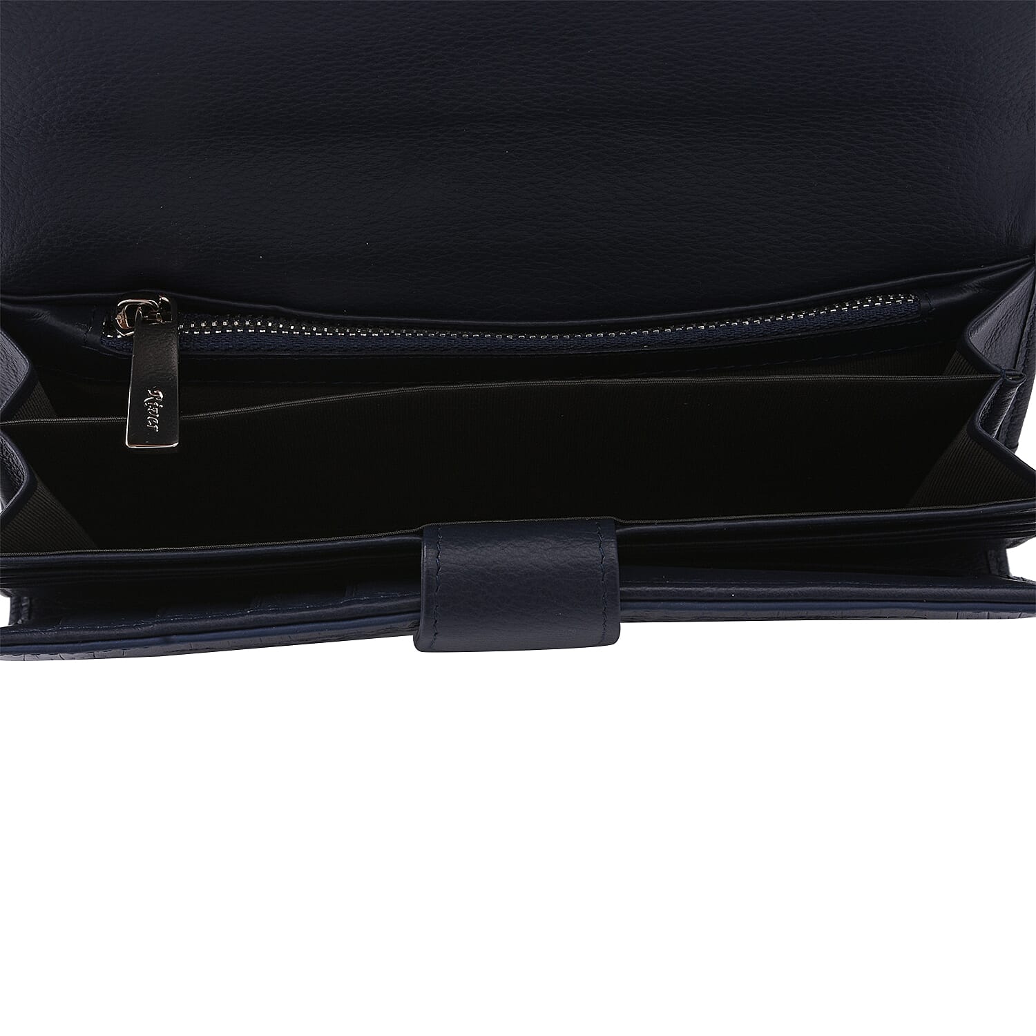 RIVER 100% Genuine Crocodile Leather Wallet with Magnetic Lock(19x10x3Cm) - Navy Blue