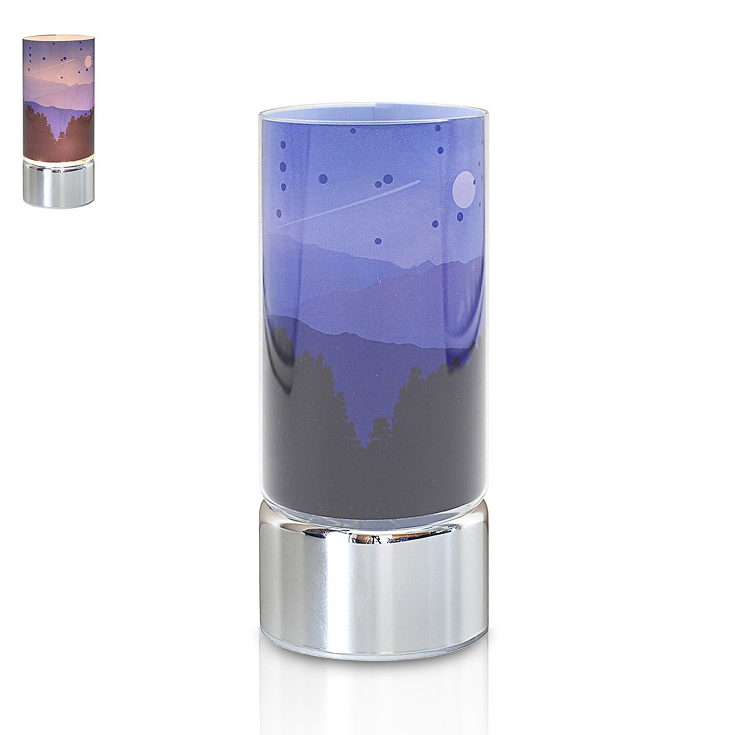 LED Tube Table Lamp (Battery Powered, 2 x AA Batteries (Not Included) - Mountains