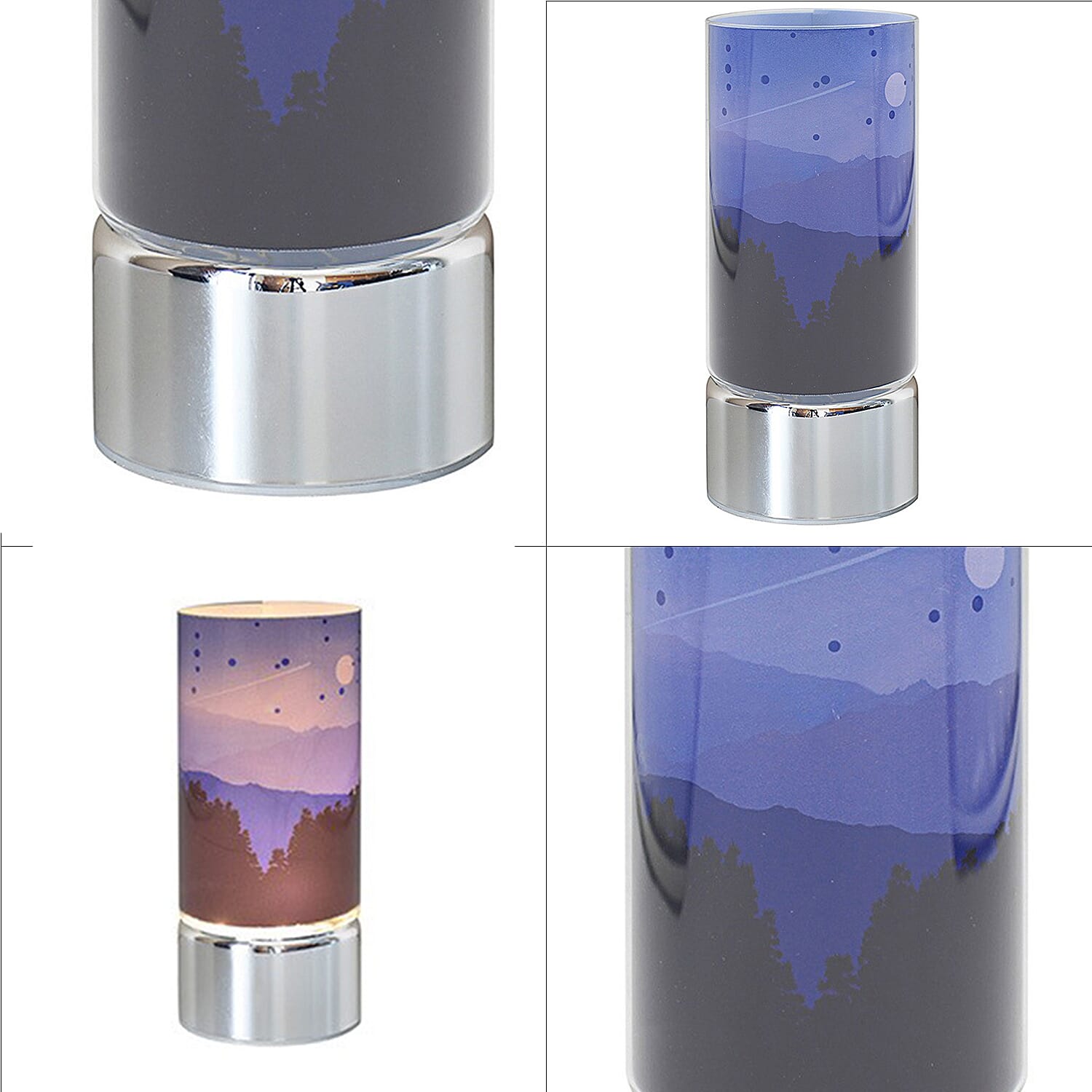 LED Tube Table Lamp (Battery Powered, 2 x AA Batteries (Not Included) - Mountains