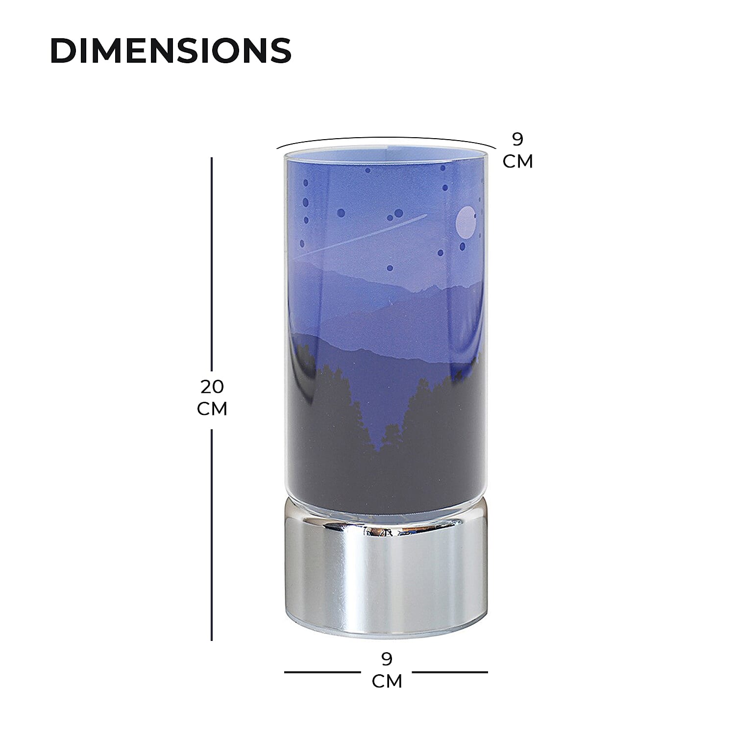 LED Tube Table Lamp (Battery Powered, 2 x AA Batteries (Not Included) - Mountains
