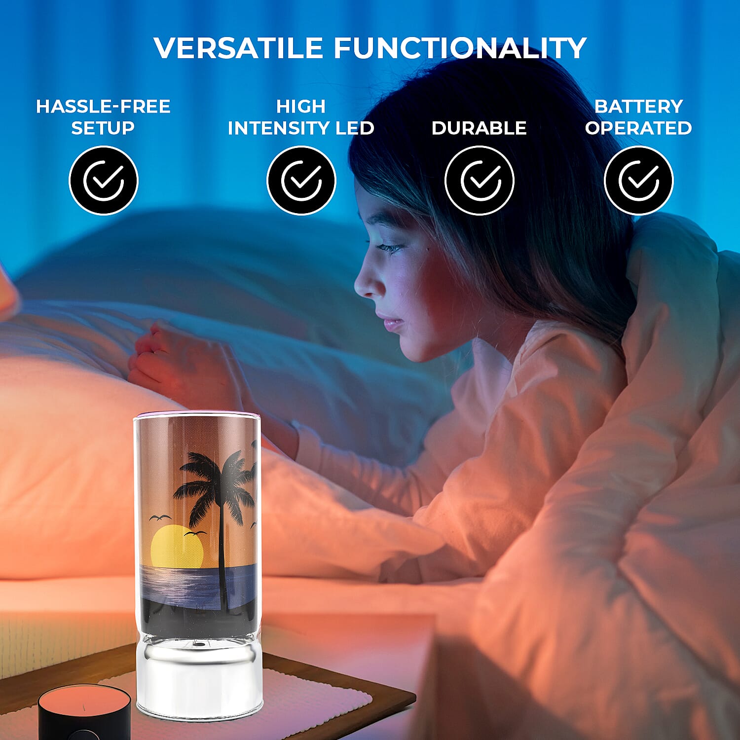 LED Tube Table Lamp (Battery Powered, 2 x AA Batteries (Not Included) - Sunset