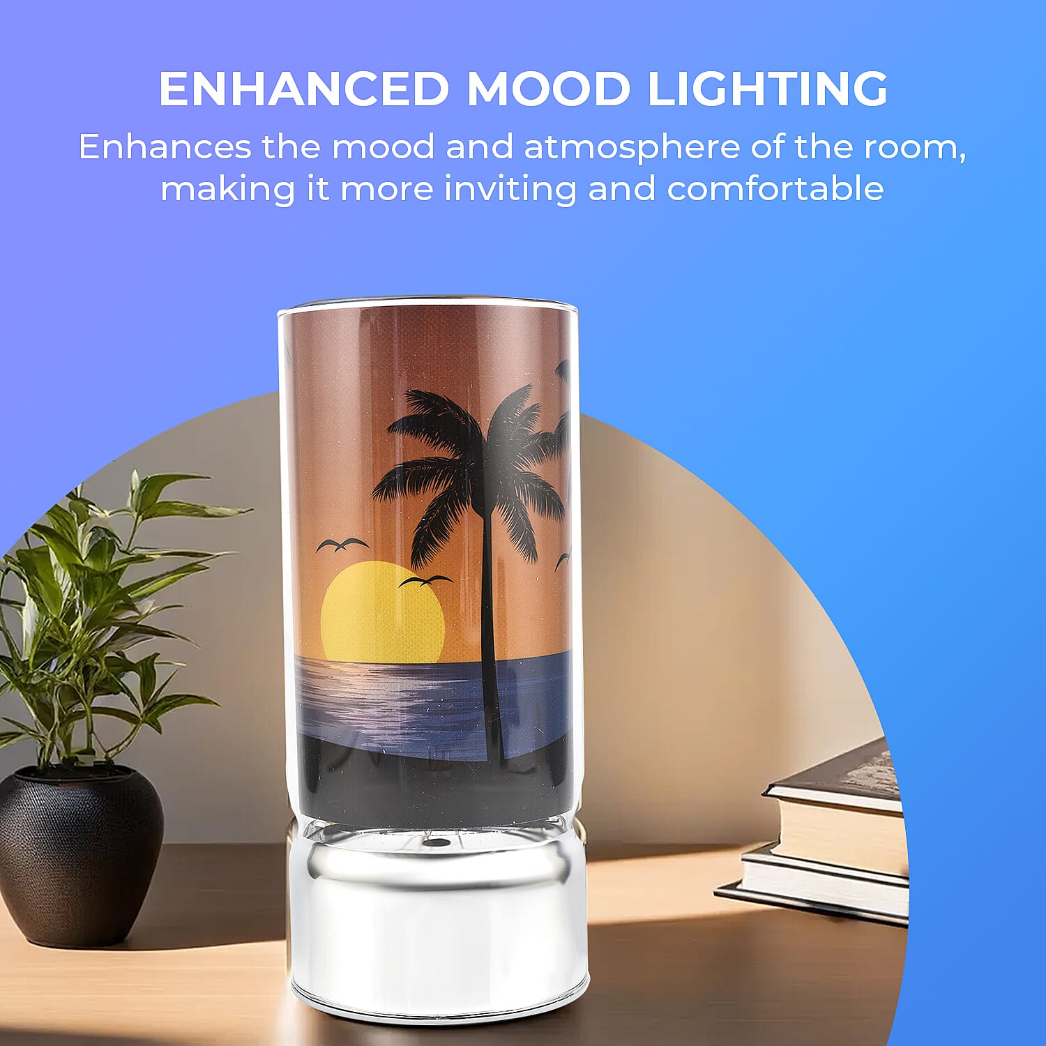 LED Tube Table Lamp (Battery Powered, 2 x AA Batteries (Not Included) - Sunset