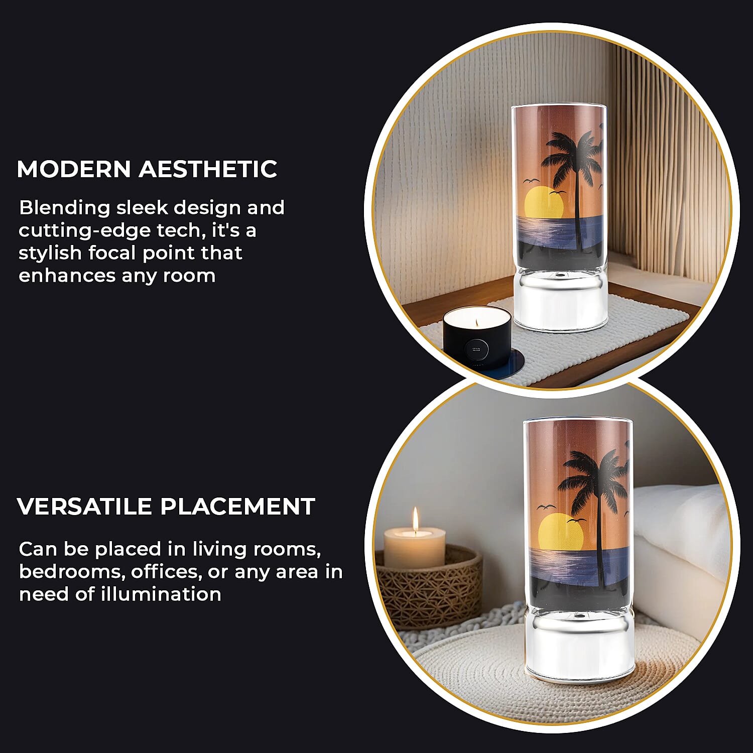 LED Tube Table Lamp (Battery Powered, 2 x AA Batteries (Not Included) - Sunset