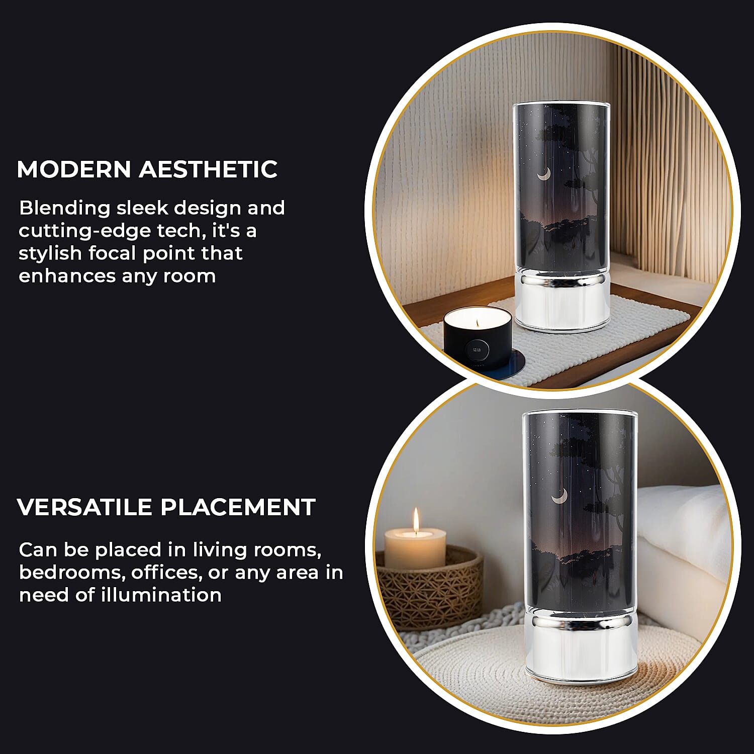 LED Tube Table Lamp (Battery Powered, 2 x AA Batteries (Not Included) - Starry Night