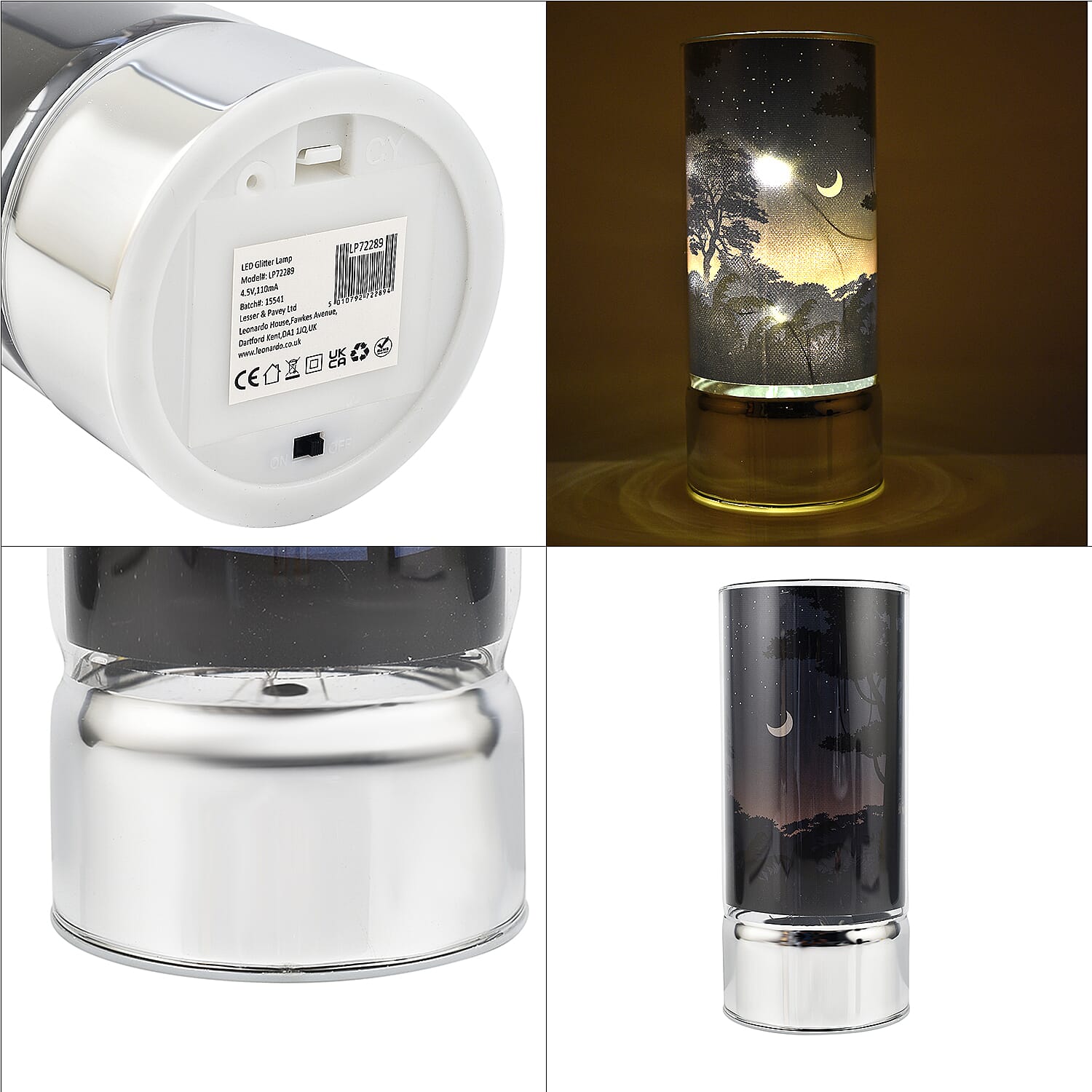 LED Tube Table Lamp (Battery Powered, 2 x AA Batteries (Not Included) - Starry Night