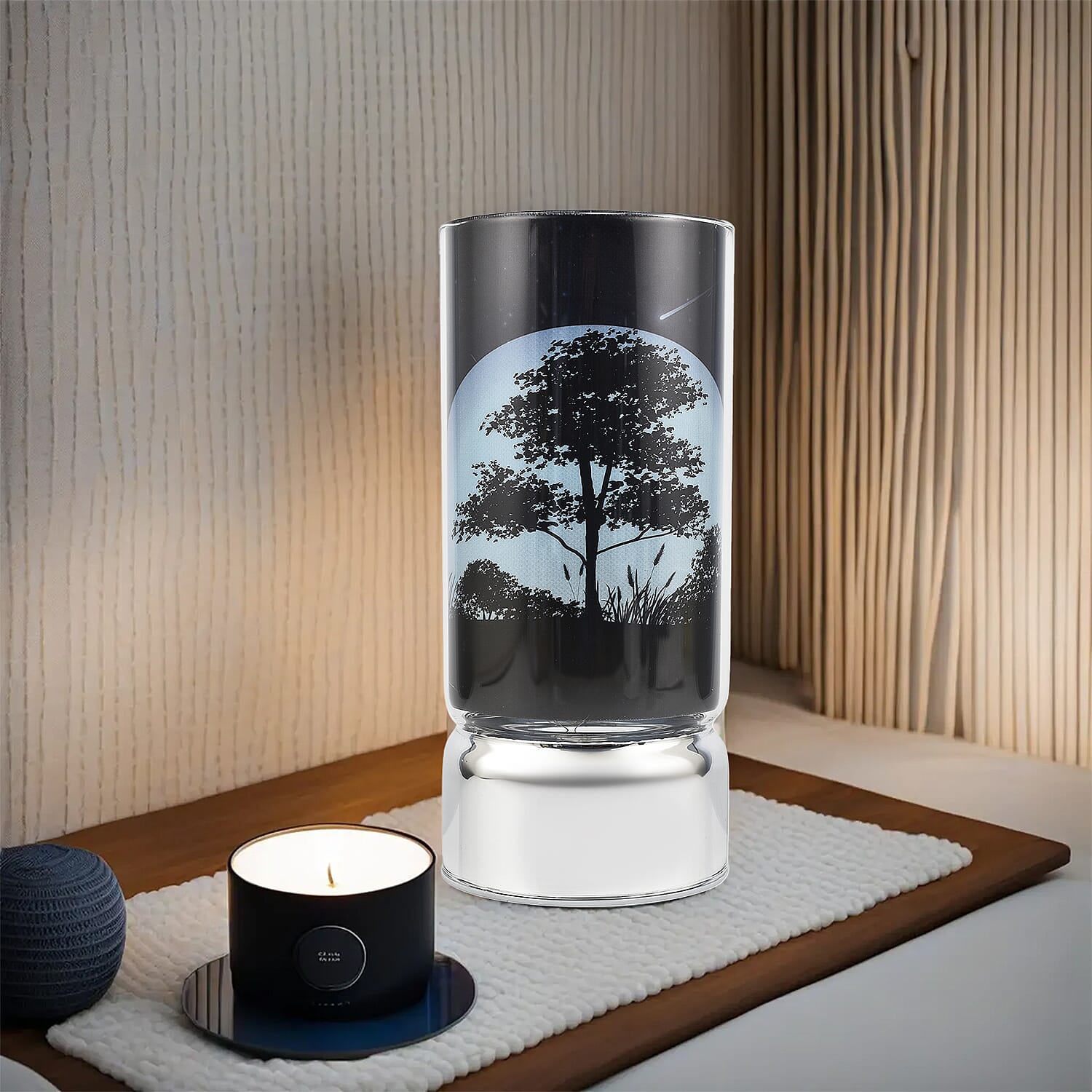 LED Tube Table Lamp (Battery Powered, 2 x AA Batteries (Not Included) - Jungle