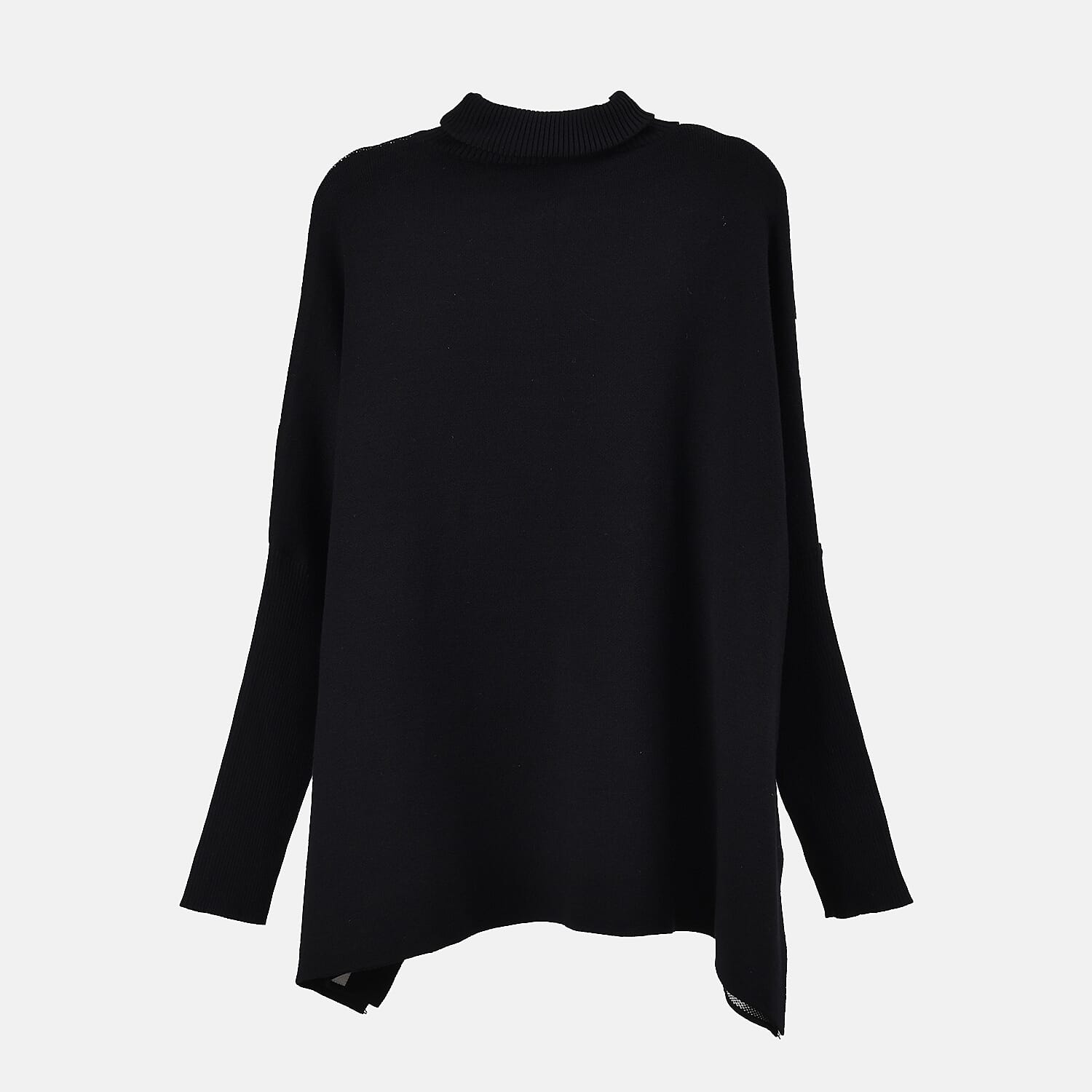 Tamsy Crew Neck Irregular Pattern Stripe Jumper (One Size Upto 18) - Black 50% Viscose