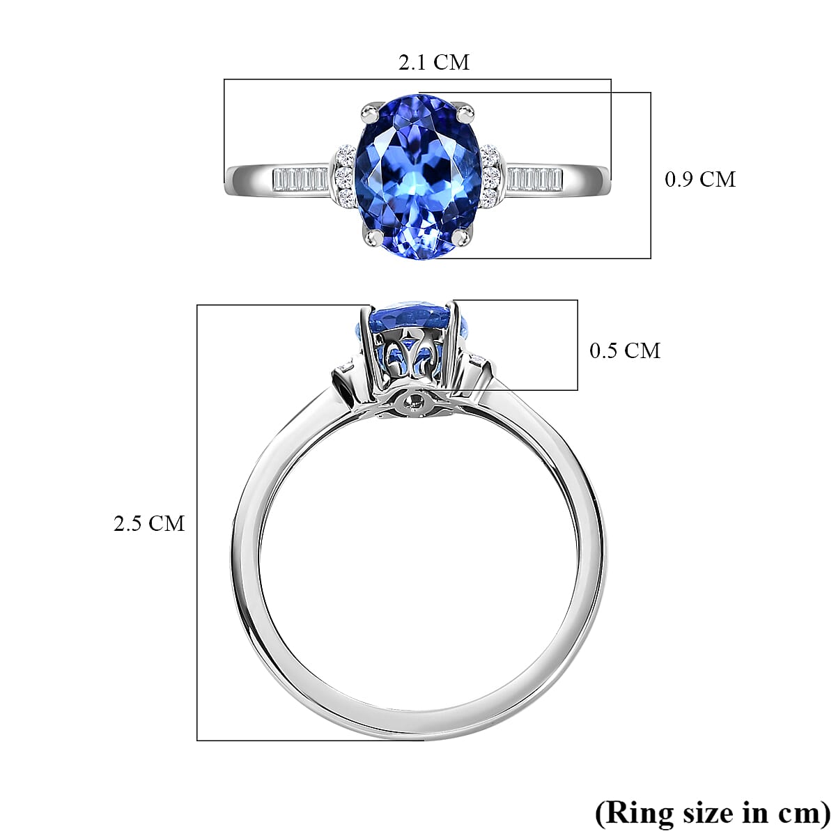9K White Gold Premium Quality Tanzanite & Diamond Ring 1.53 Ct