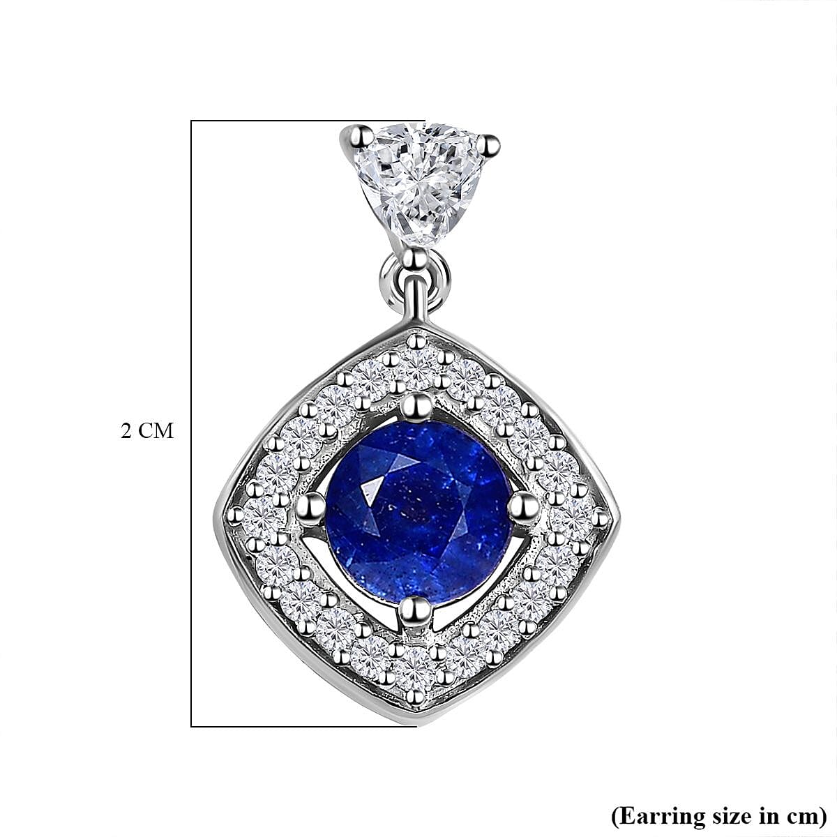 Masoala Sapphire(FF) & Moissanite Earrings in Platinum Overlay Sterling Silver 3.08 Ct.