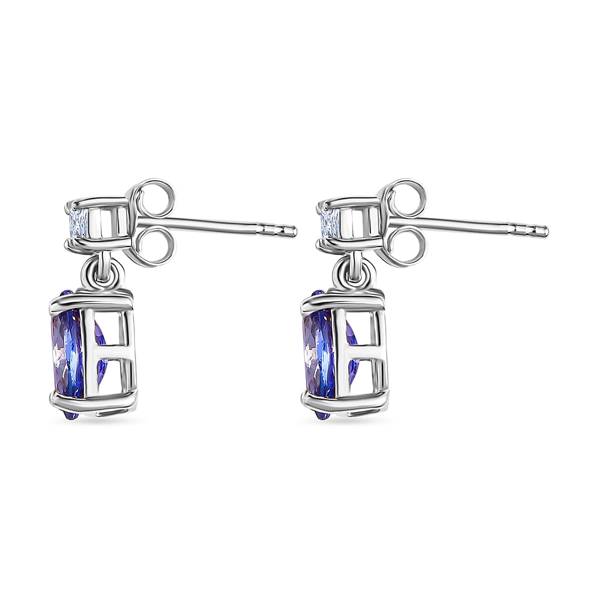 9K White Gold Tanzanite & Moissanite Earrings 1.50 Ct