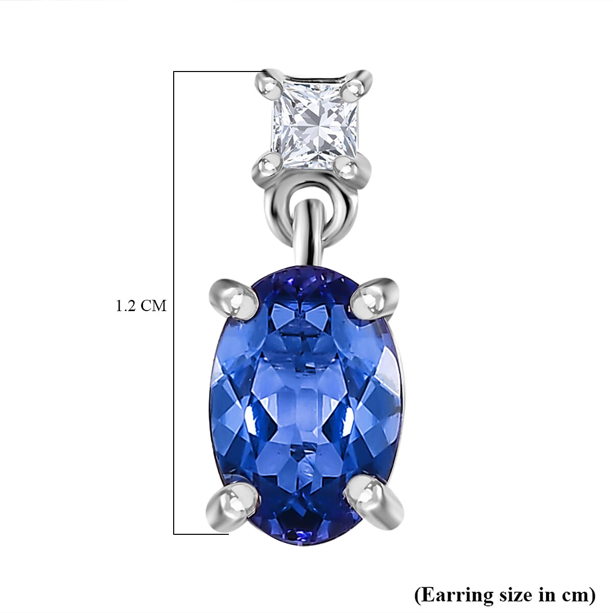9K White Gold Tanzanite & Moissanite Earrings 1.50 Ct