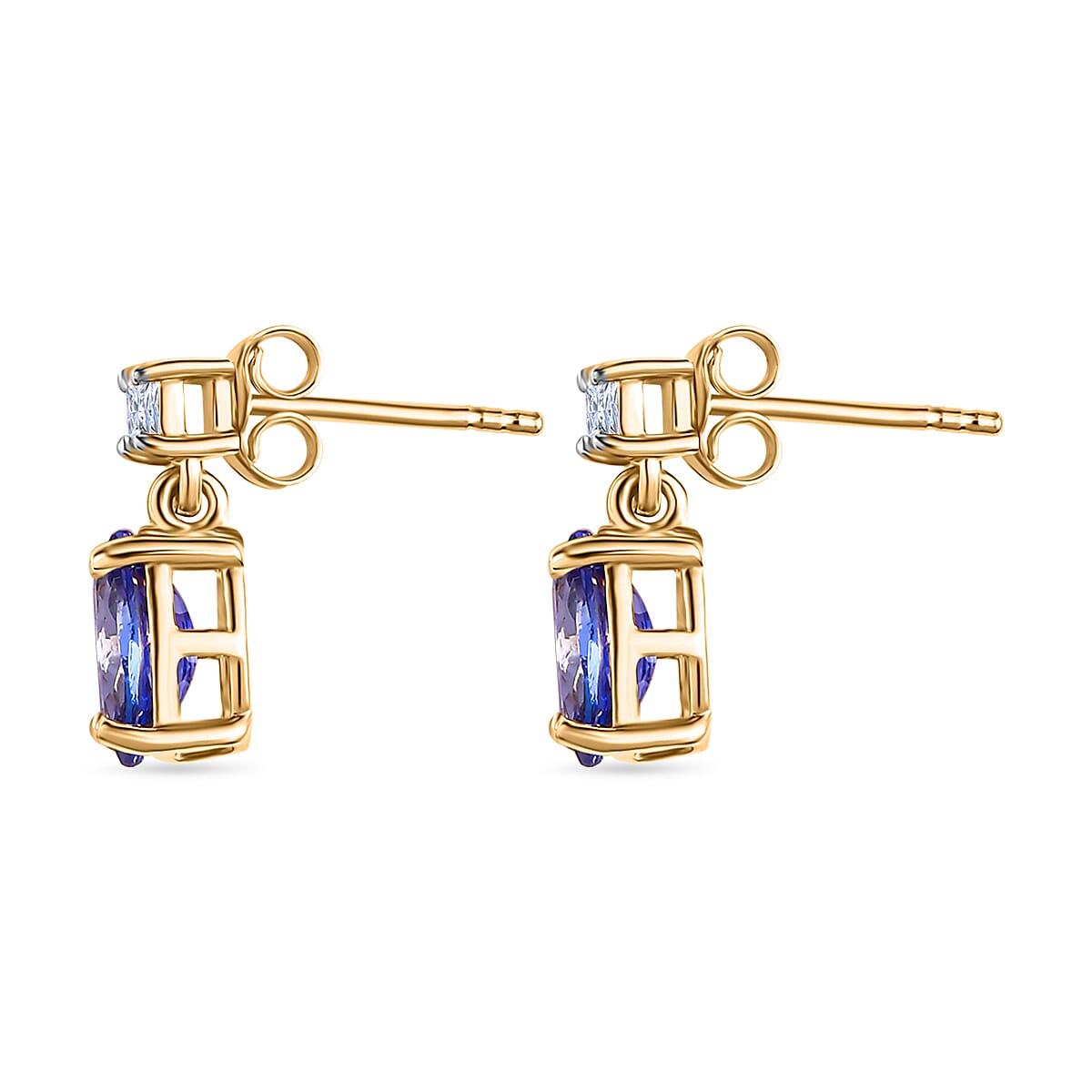 9K Yellow Gold Tanzanite & Moissanite Earrings 1.50 Ct