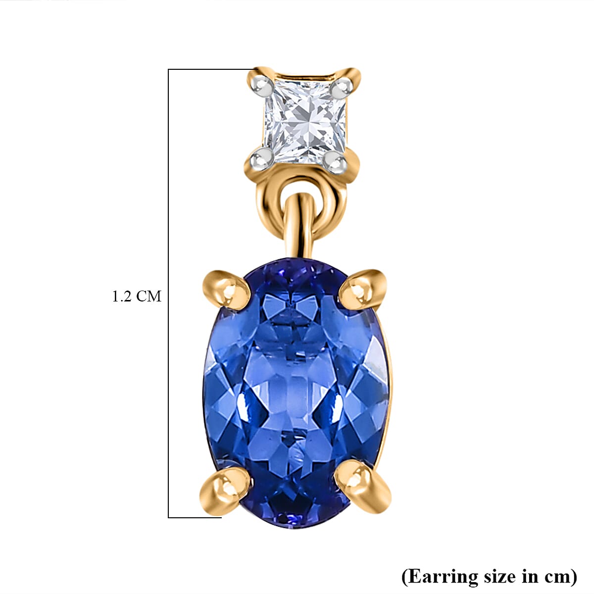 9K Yellow Gold Tanzanite & Moissanite Earrings 1.50 Ct