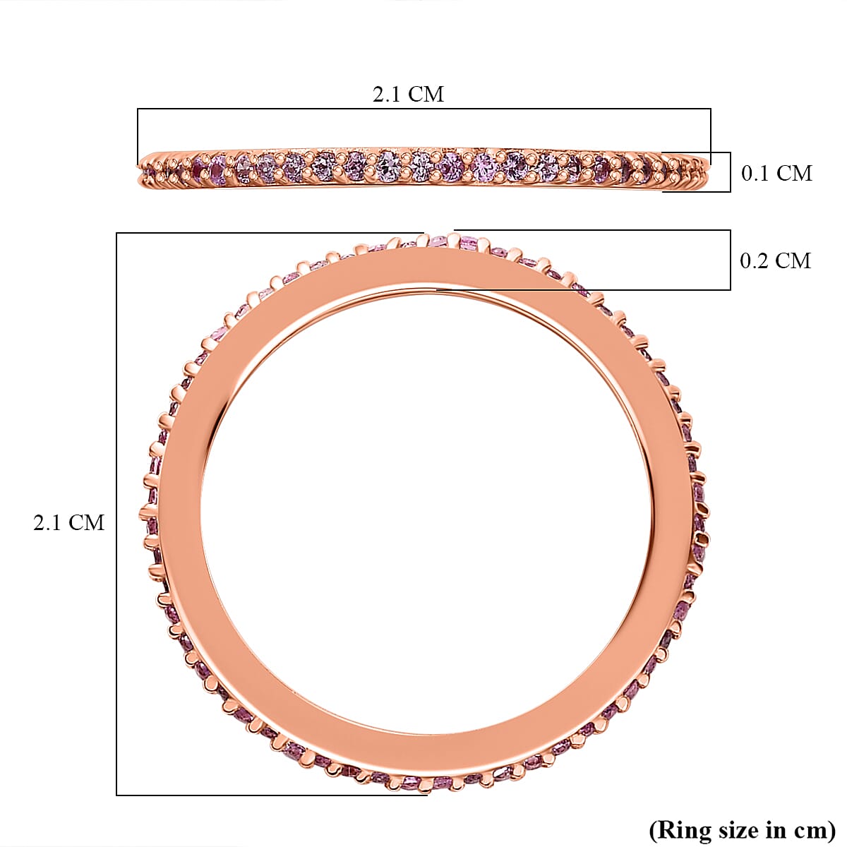 Pink Sapphire Tennis Ring in 18K Vermeil Rose Gold Plated Sterling Silver 0.40 Ct
