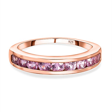 Pink Sapphire Band Ring in 18K Rose Gold Vermeil Plated Sterling Silver 1.04 Ct. Pink Sapphire Band Ring in 18K Rose Gold Vermeil Plated Sterling Silver 1.04 Ct.