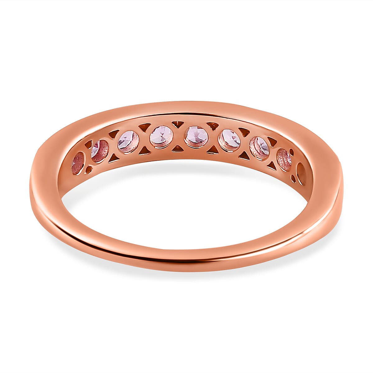 Pink Sapphire Band Ring in 18K Rose Gold Vermeil Plated Sterling Silver 1.04 Ct.