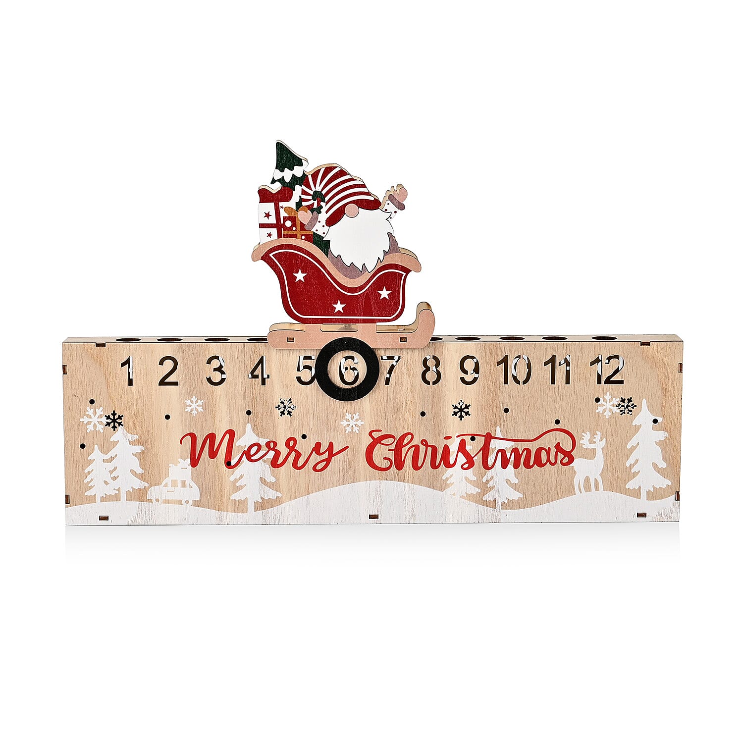 Double-Sided Colour Printing Plywood Calendar Light (Size 40x3x25 cm) - Multi