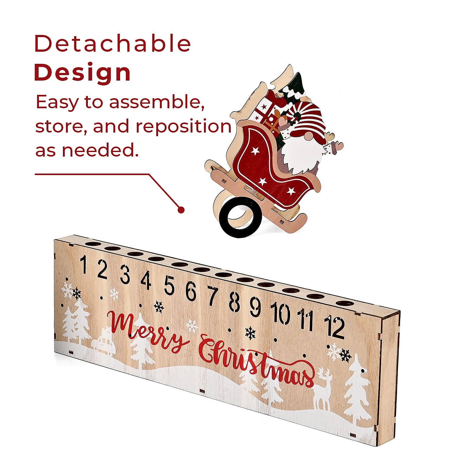 Double-Sided Colour Printing Plywood Calendar Light (Size 40x3x25 cm) - Multi