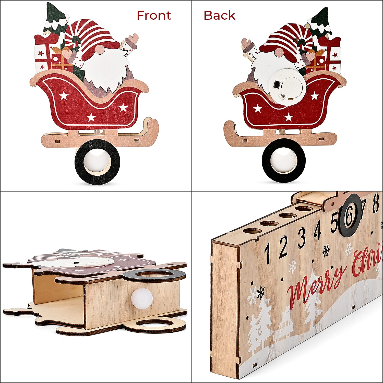 Double-Sided Colour Printing Plywood Calendar Light (Size 40x3x25 cm) - Multi