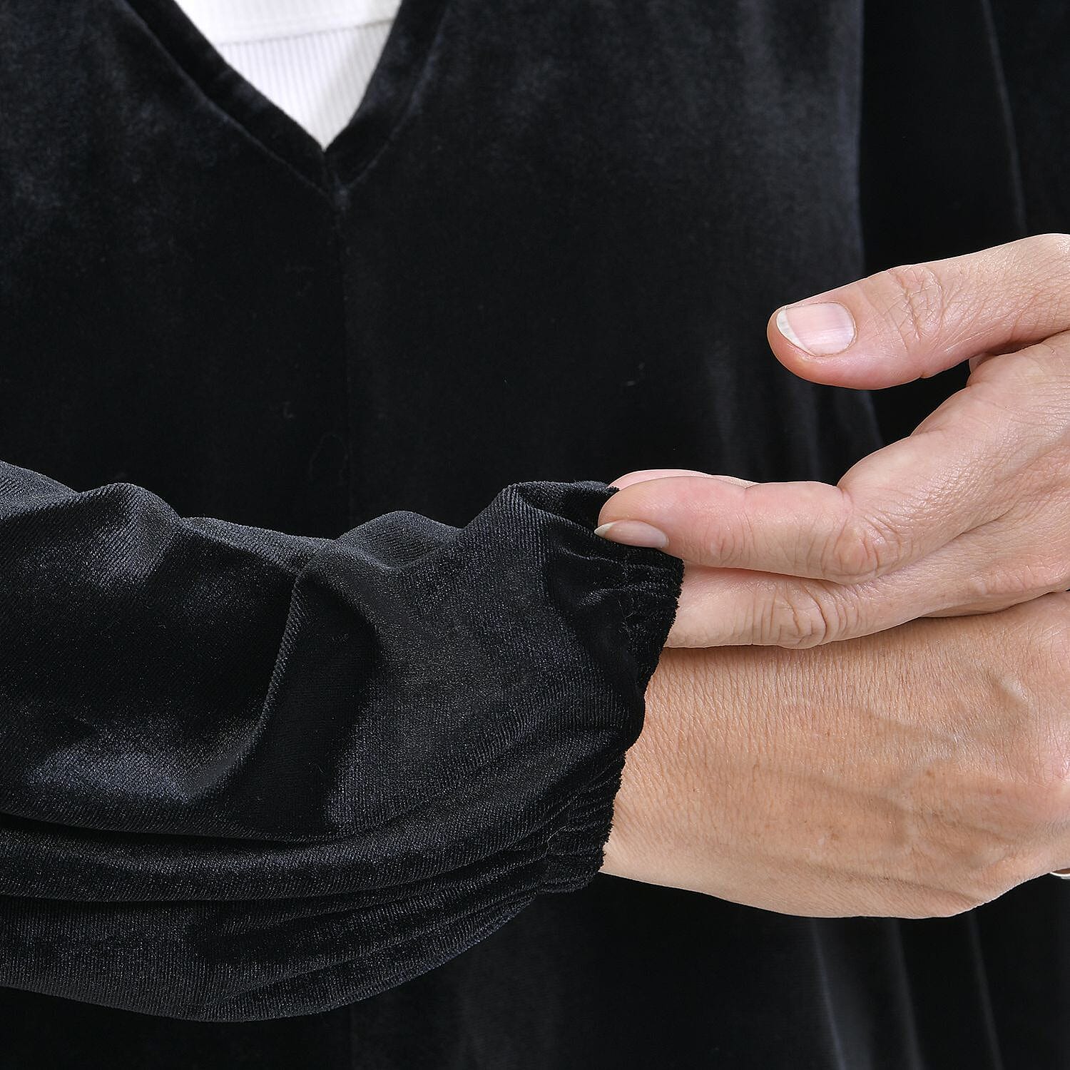 Luxury Velvet V-Neck Blouse - Black