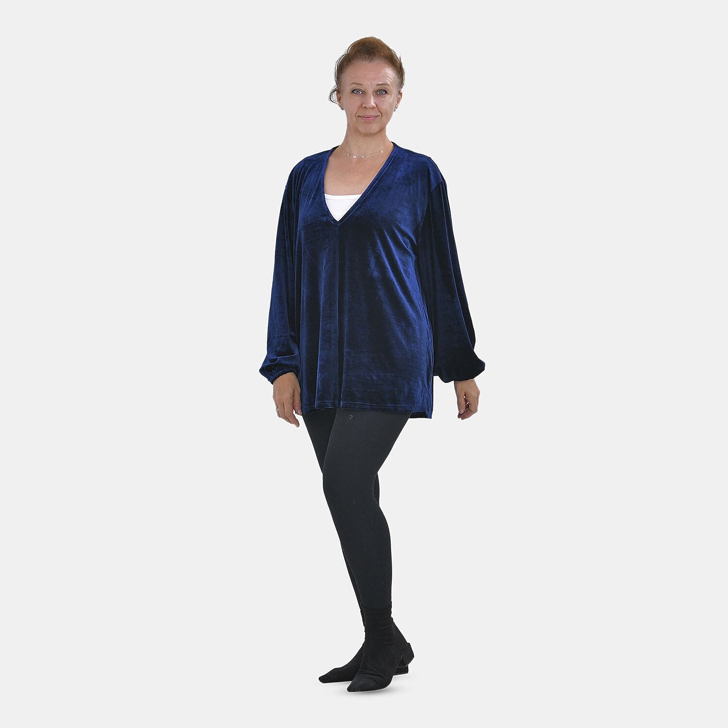 Luxury Velvet V-Neck Blouse - Black