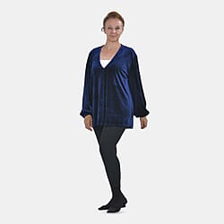 Luxury Velvet V-Neck Blouse - Black