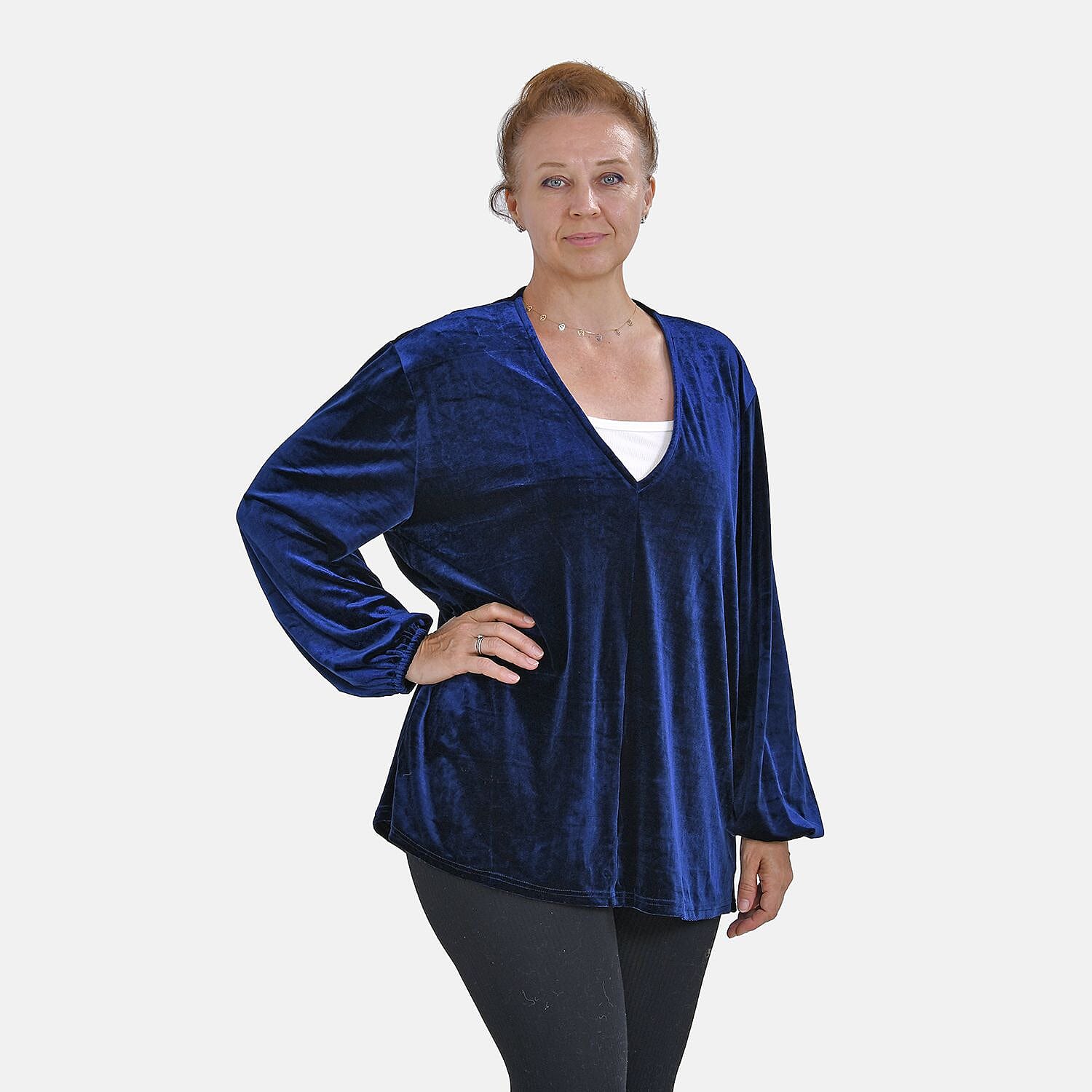 Luxury Velvet V-Neck Blouse - Black