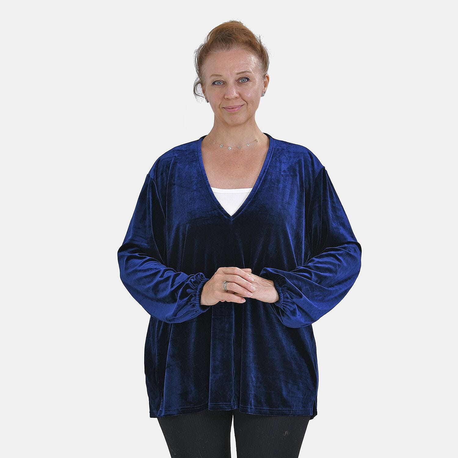 Luxury Velvet V-Neck Blouse - Black