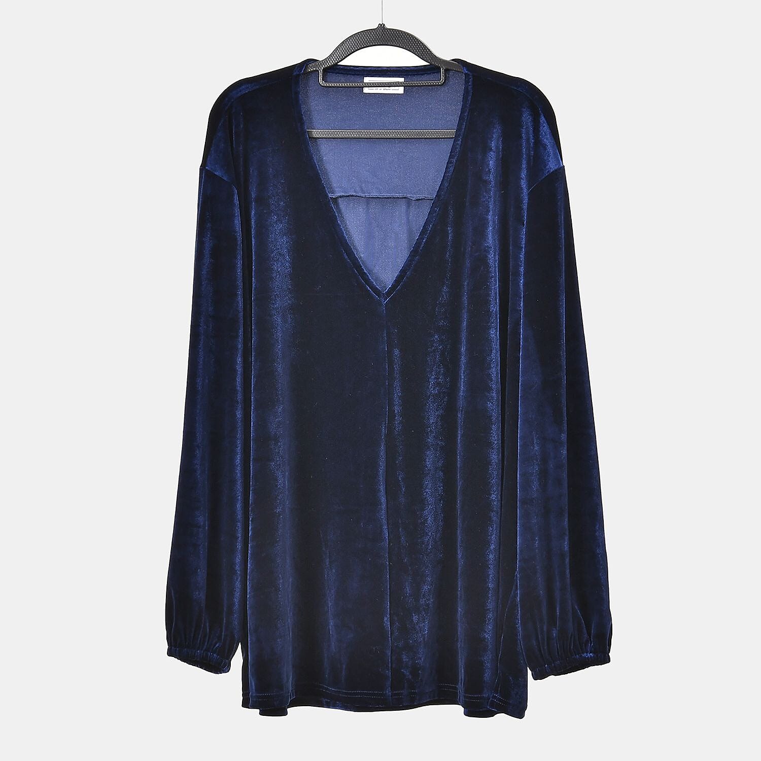 Luxury Velvet V-Neck Blouse - Black