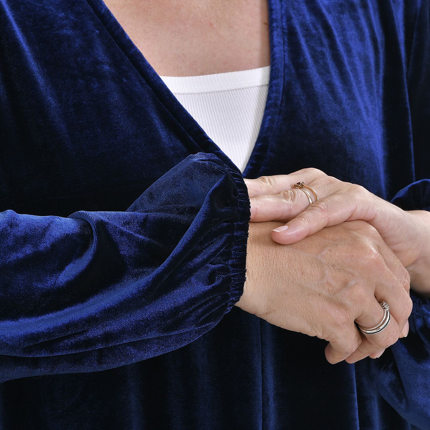 Luxury Velvet V-Neck Blouse - Black