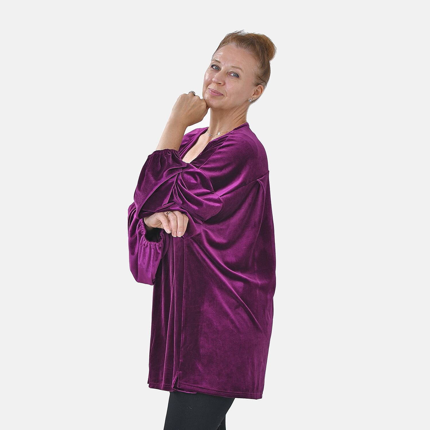 Luxury Velvet V-Neck Blouse - Black