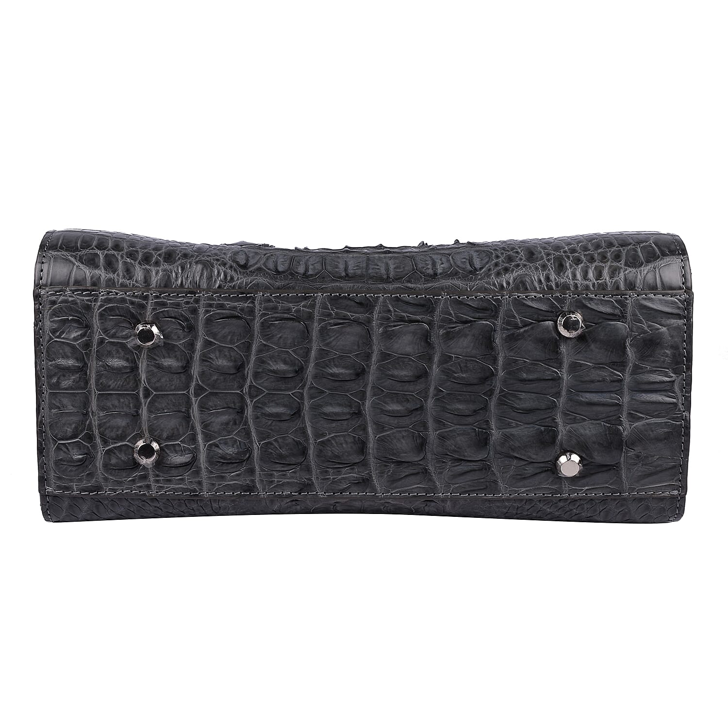 Close Out Deal - Exotic Crocodile Skin Tote Bag with Zipper Closure (26x20x12Cm) - Grey